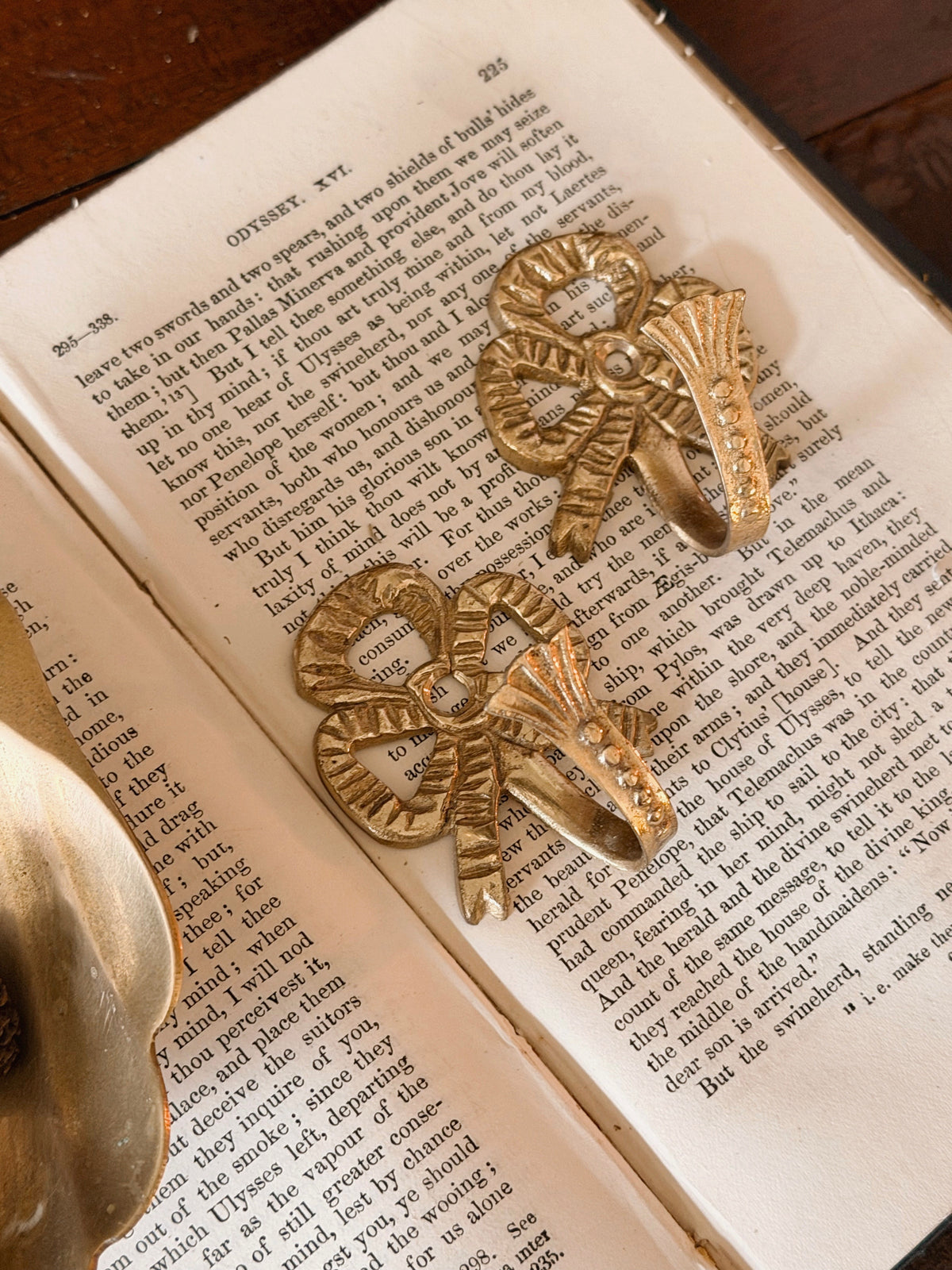 Vintage Pair of Brass Bow Hooks