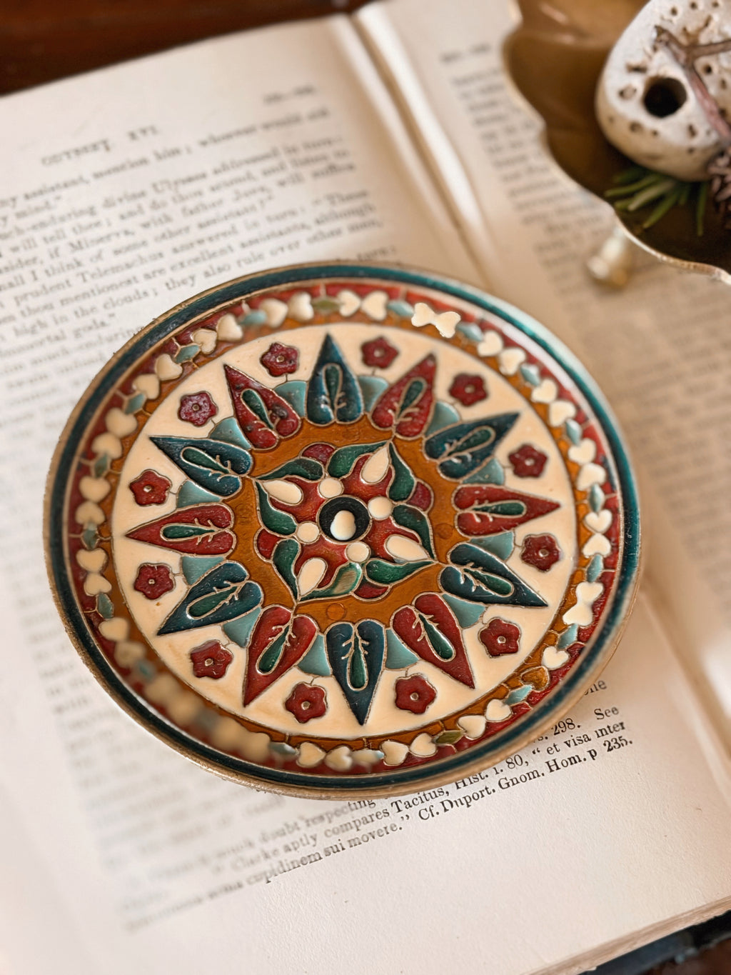 Vintage Brass + Enamel Mini Plate