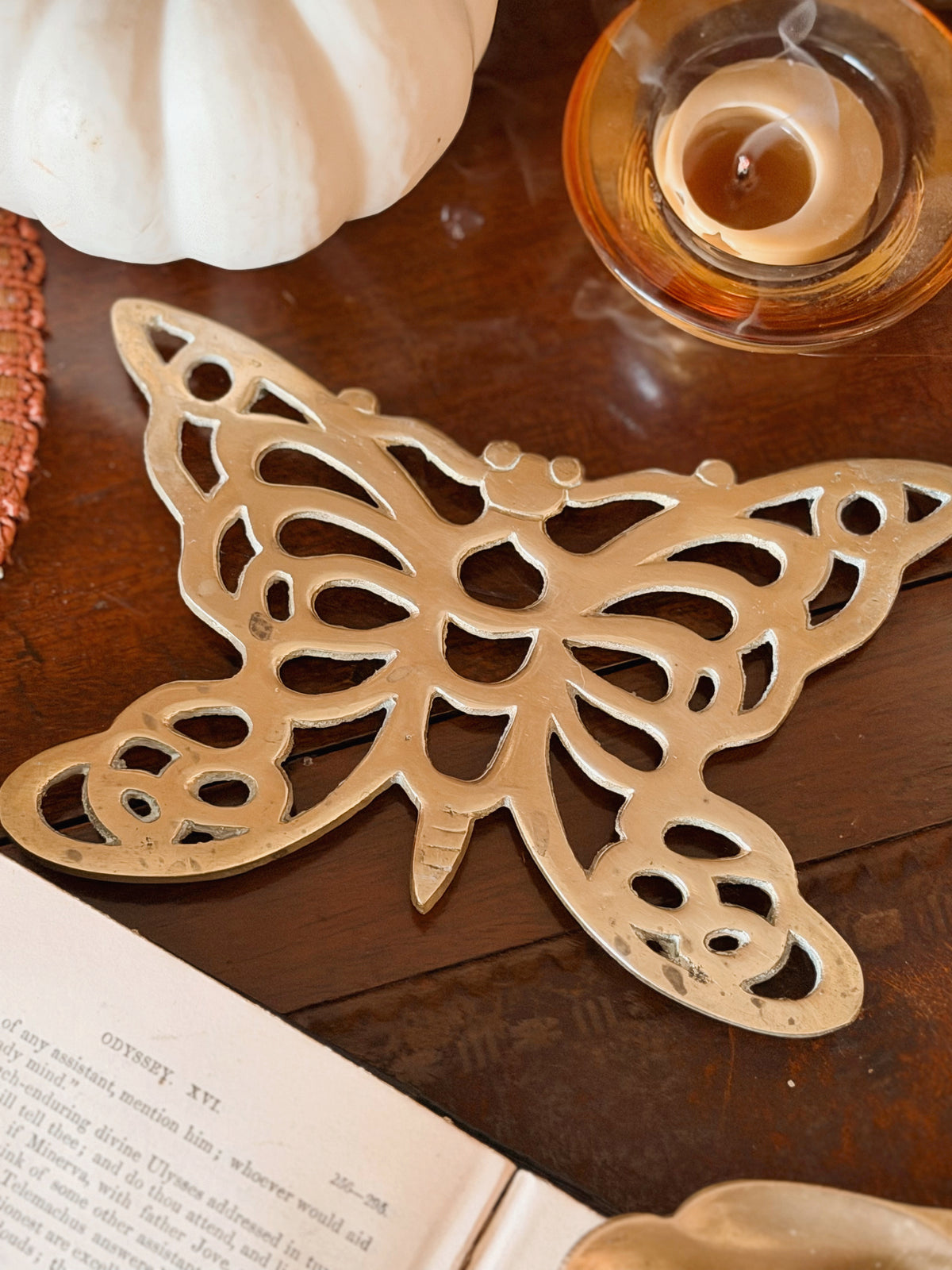 Vintage Brass Butterfly Trivet Stand