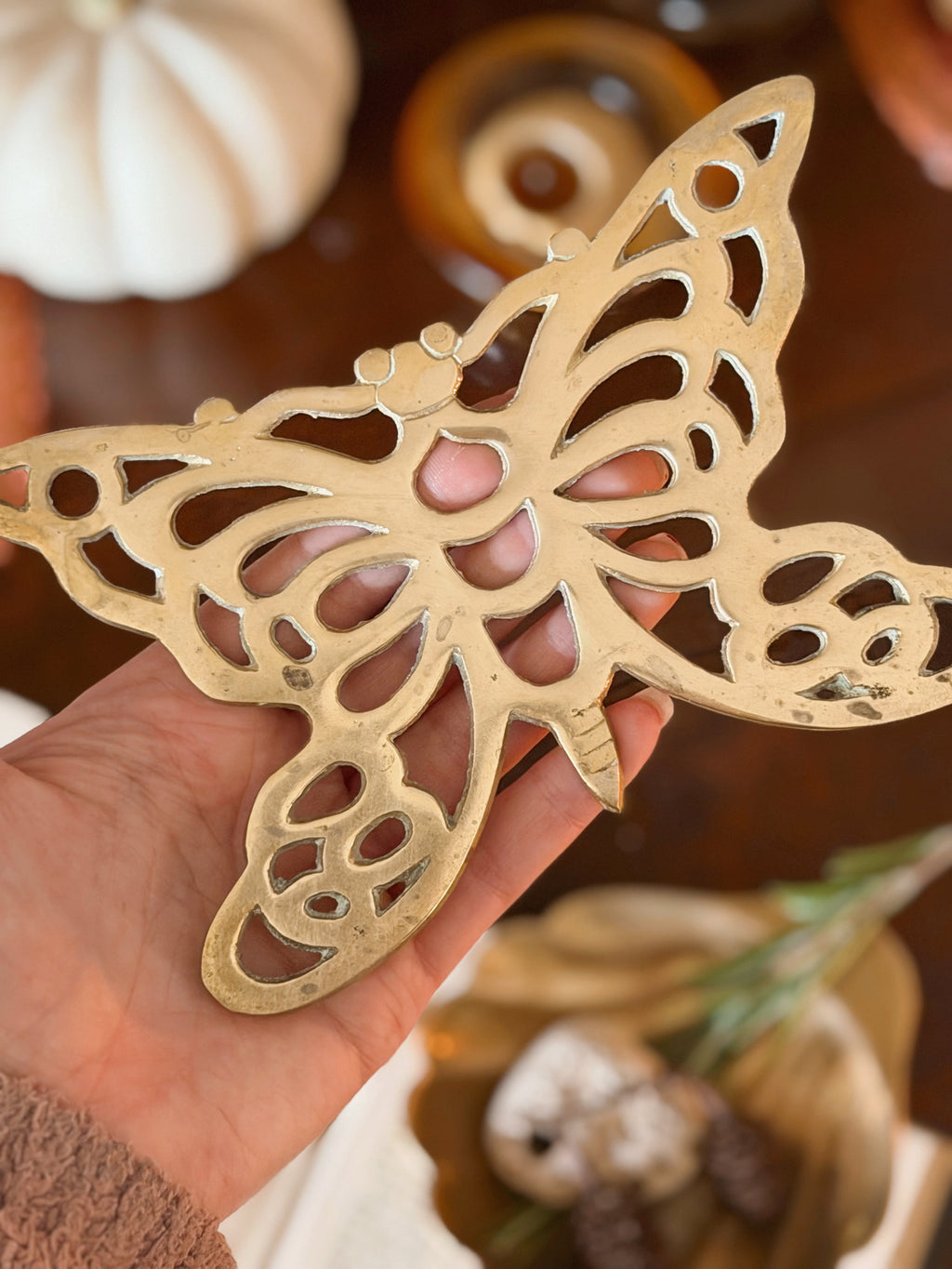 Vintage Brass Butterfly Trivet Stand