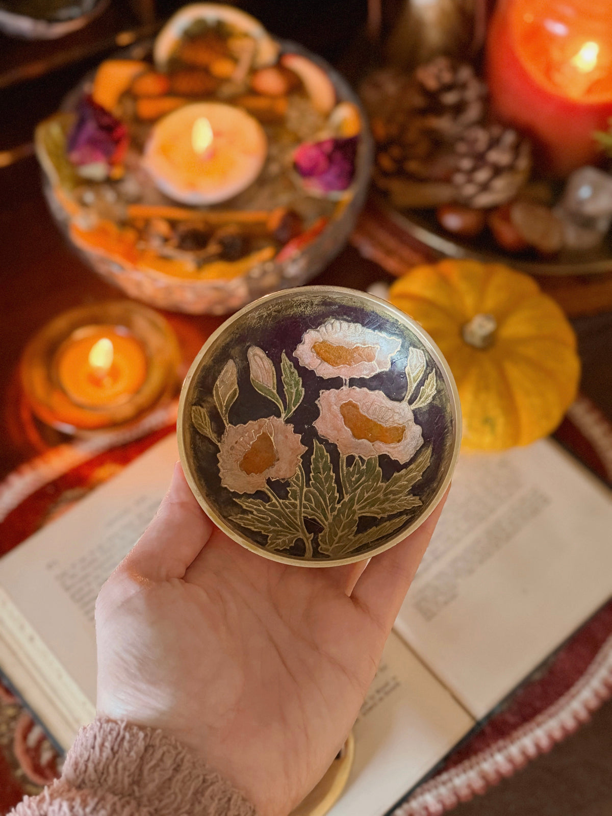 Vintage Brass + Enamel Trinket Dish