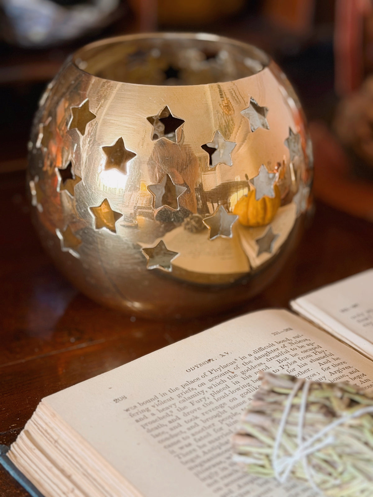 Vintage Brass Large Star Candle Holder