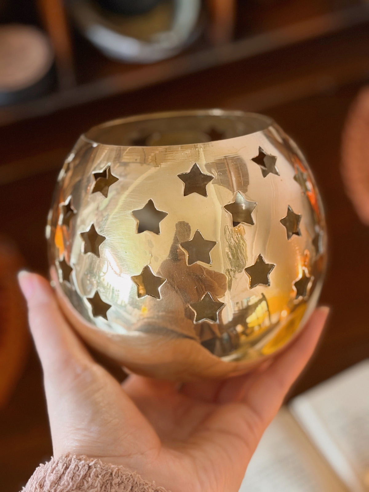 Vintage Brass Large Star Candle Holder