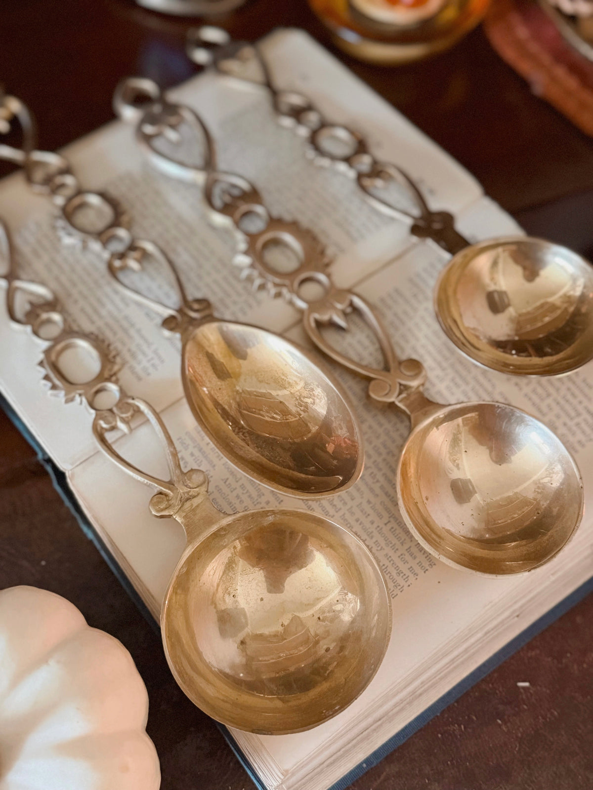 Vintage Large Brass Lovespoons