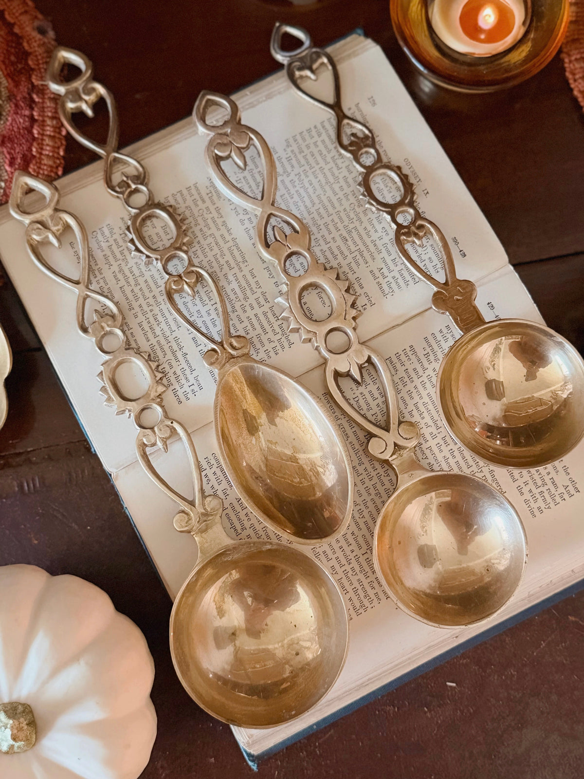 Vintage Large Brass Lovespoons