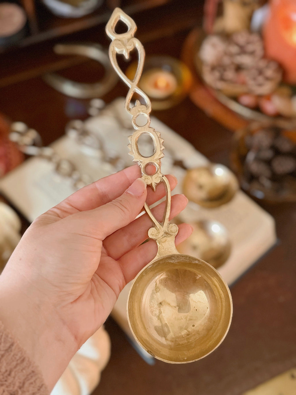 Vintage Large Brass Lovespoons