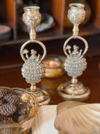 Vintage Brass Crinoline Lady Candlestick Holders