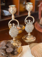 Vintage Brass Crinoline Lady Candlestick Holders