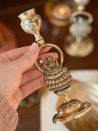 Vintage Brass Crinoline Lady Candlestick Holders