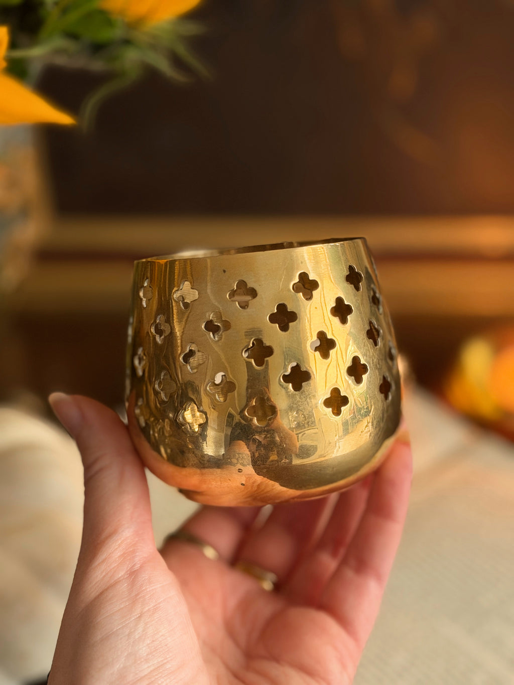 Vintage Brass Tealight Candle Holder