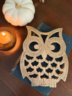 Vintage Brass Owl Trivet Stand