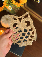 Vintage Brass Owl Trivet Stand