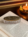 Antique Glass + Brass Lid Trinket Dish