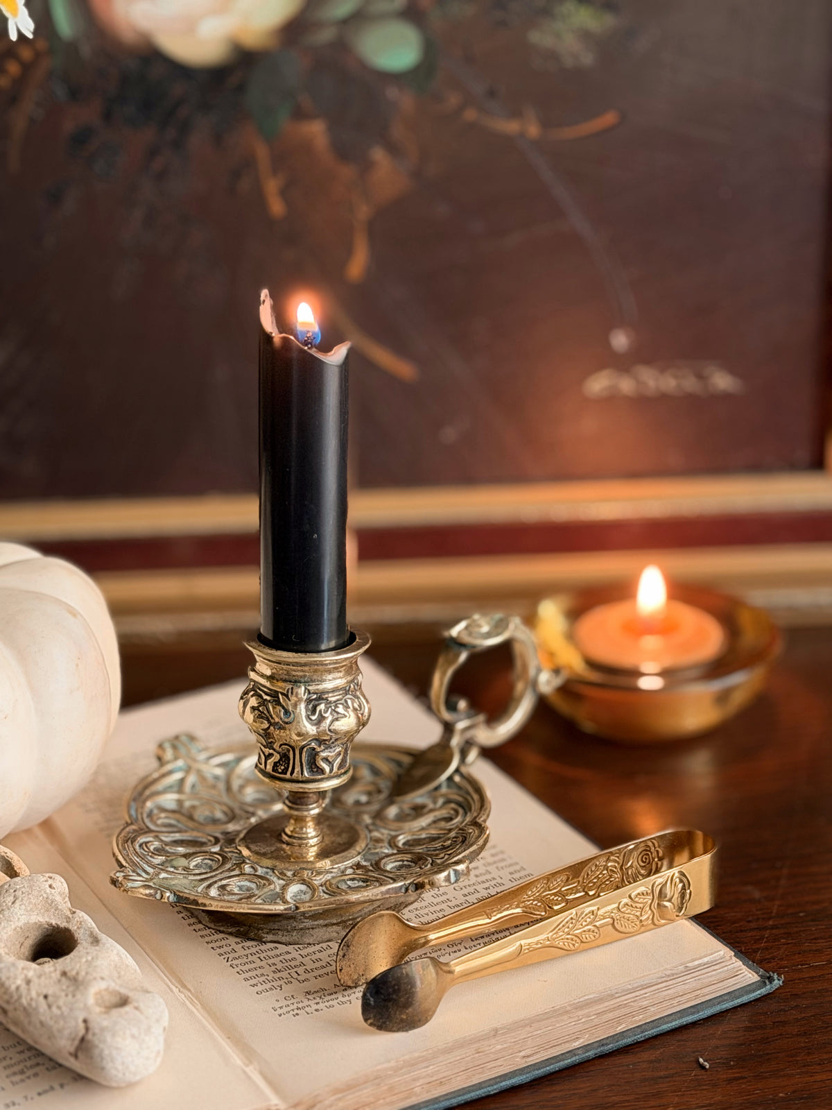 Vintage Brass Ornate Candlestick Holder