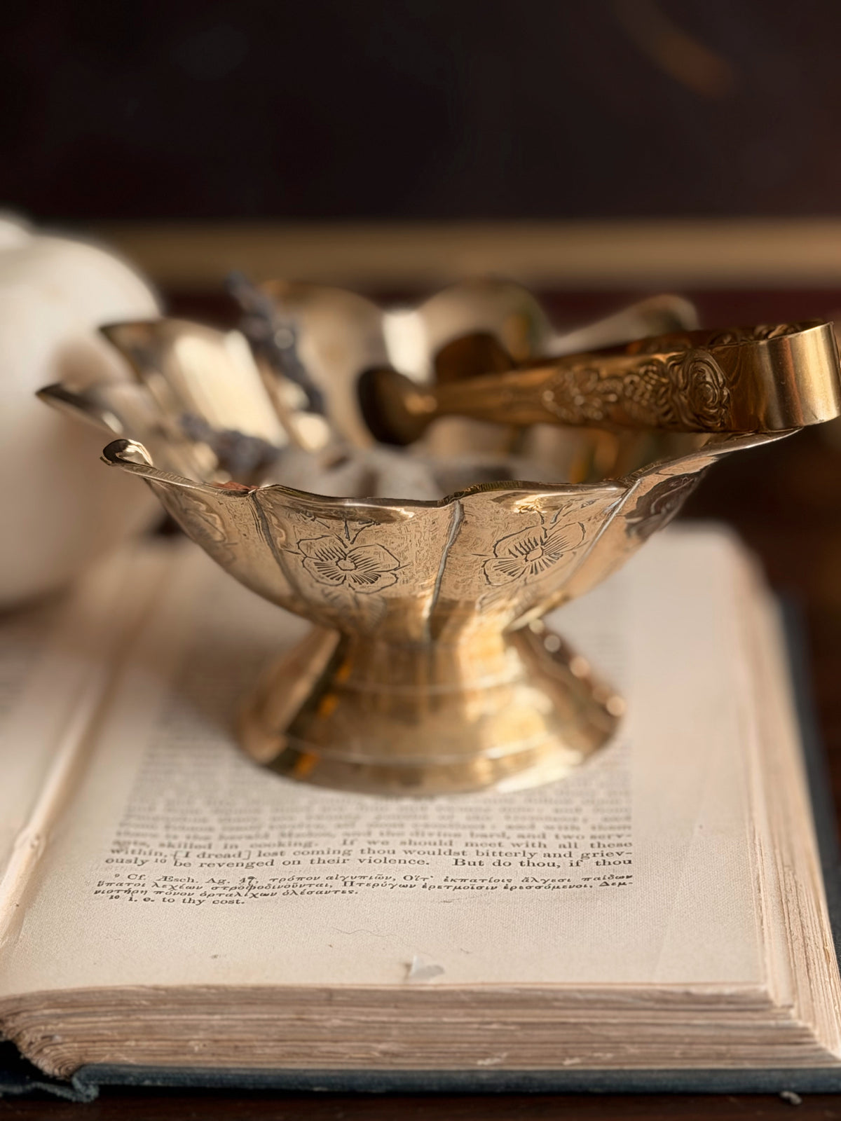 Vintage Brass Floral Trinket Dish