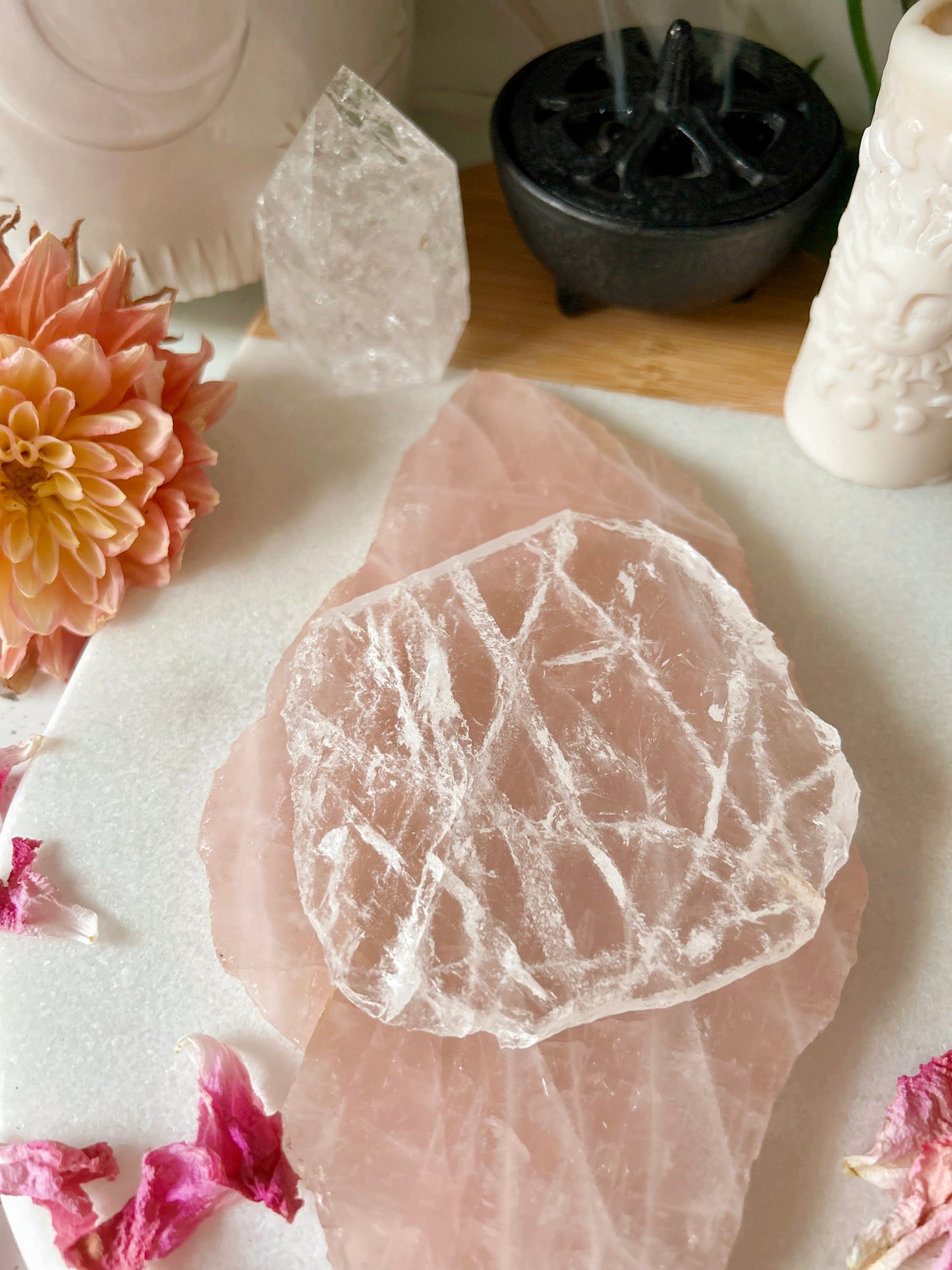 Clear Quartz Crystal Coaster | Charging Plate Slab Slice