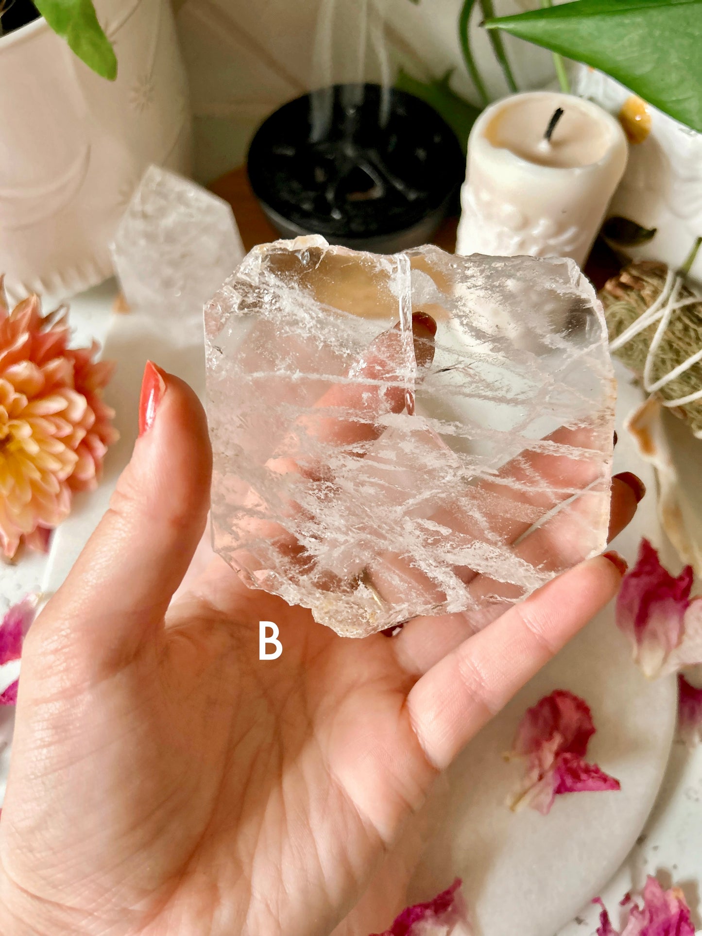 Clear Quartz Crystal Coaster | Charging Plate Slab Slice