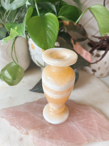 Vintage Orange Onyx Vase