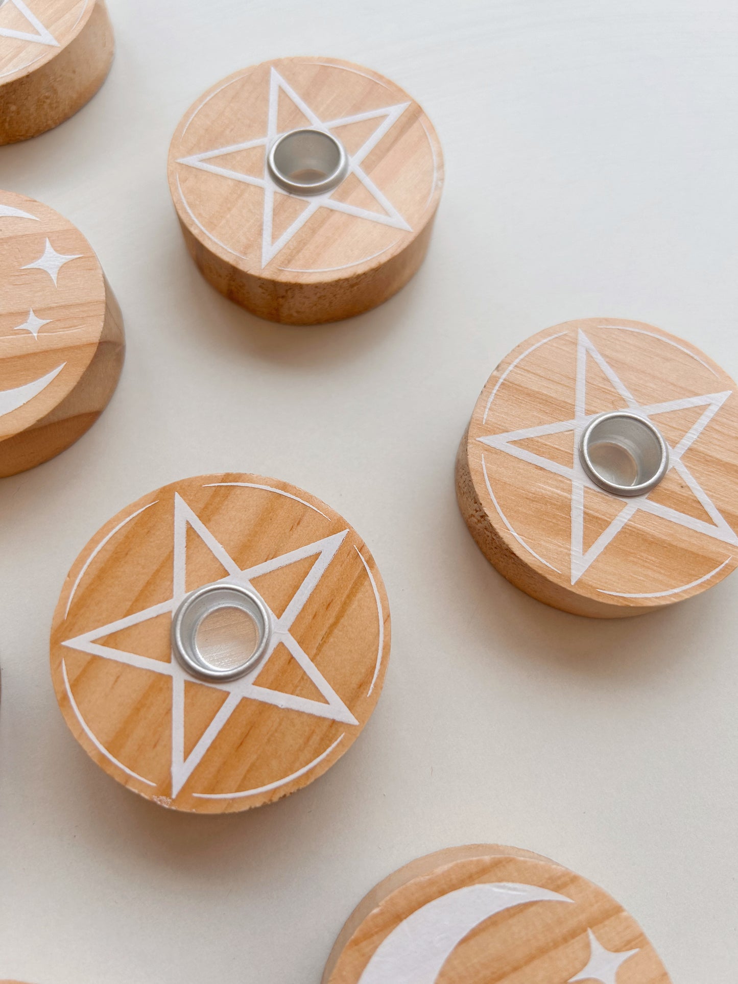 Spell Chime Candle Holders | Moon + Pentagram