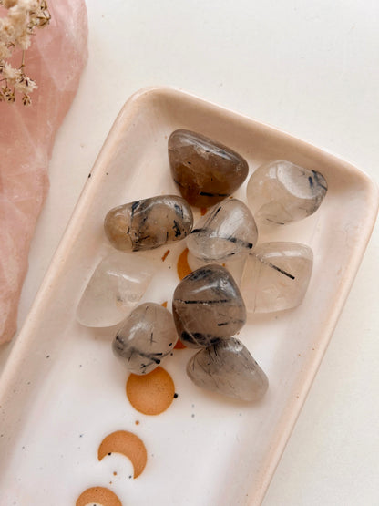 Tourmalinated Quartz Crystal Tumblestones