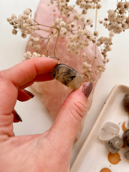 Tourmalinated Quartz Crystal Tumblestones