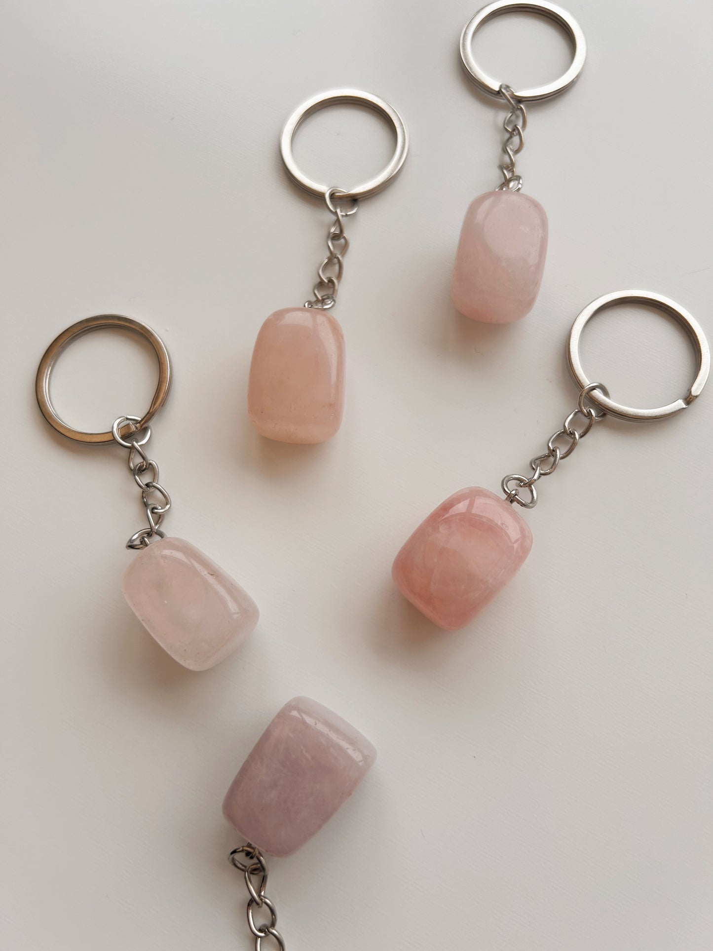 Rose Quartz Crystal Keyring