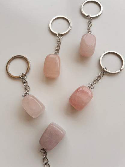 Rose Quartz Crystal Keyring