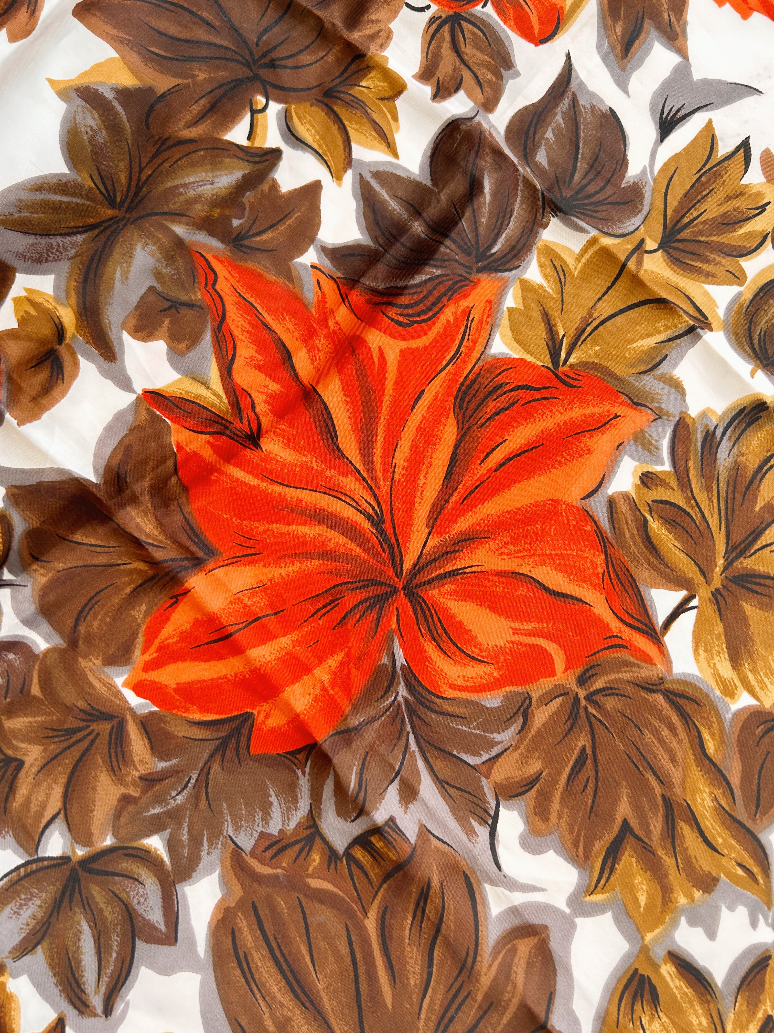 Vintage Witches Veil Scarf | Coral + Brown Floral