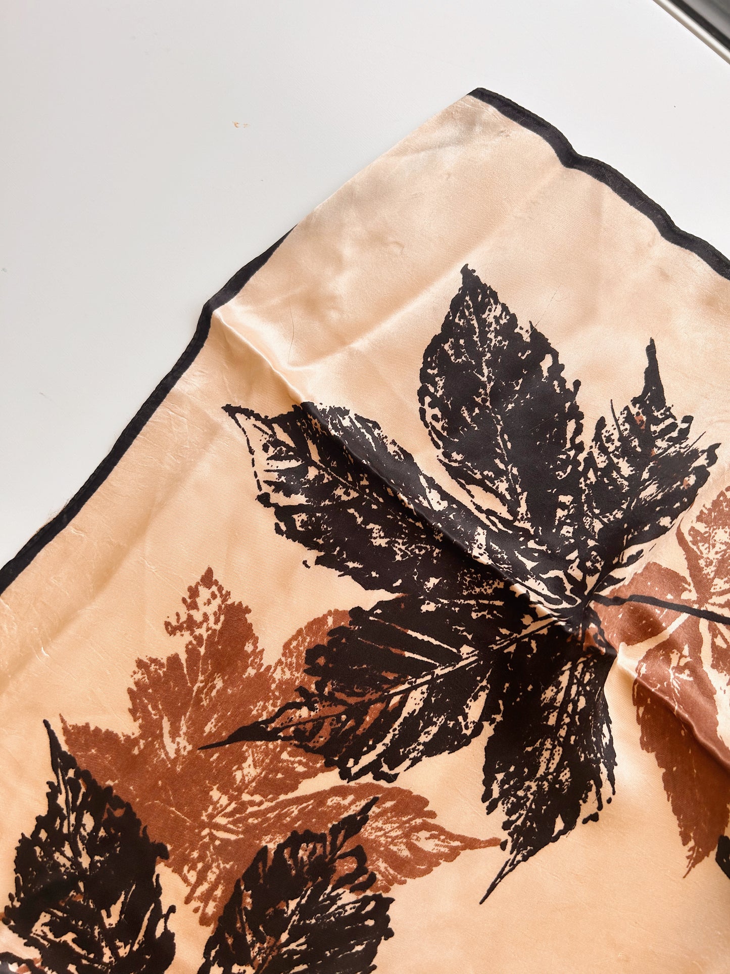 Vintage Witches Veil Scarf | Brown + Black Leaves