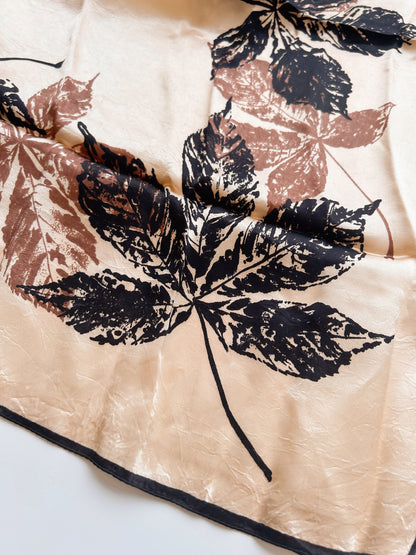 Vintage Witches Veil Scarf | Brown + Black Leaves