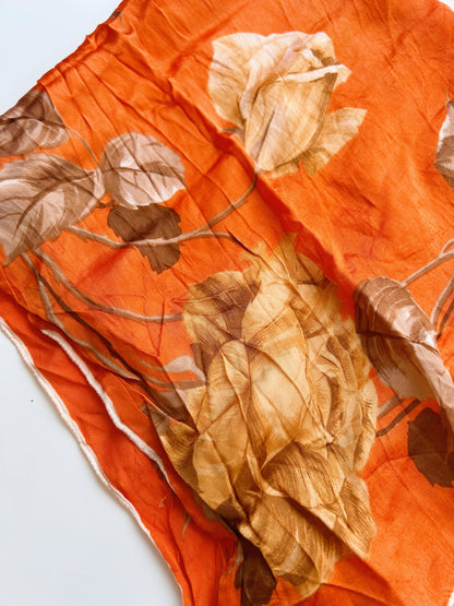 Vintage Witches Veil Scarf | Orange + Yellow Roses