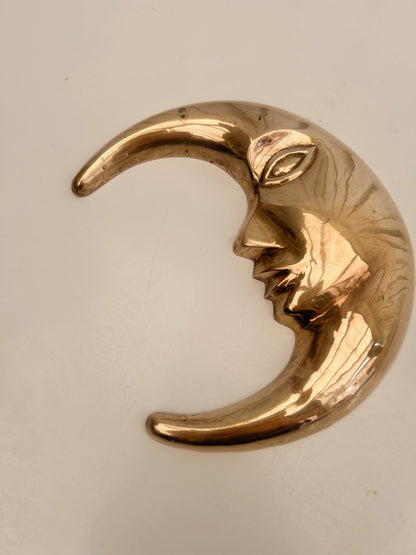 Vintage Brass Moon Face