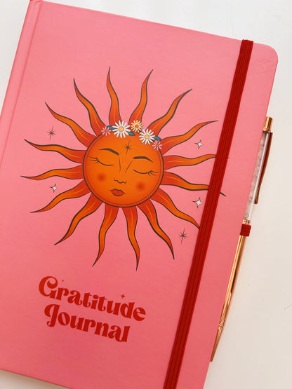 Gratitude Journal | Sun Notebook + Rose Quartz Pen