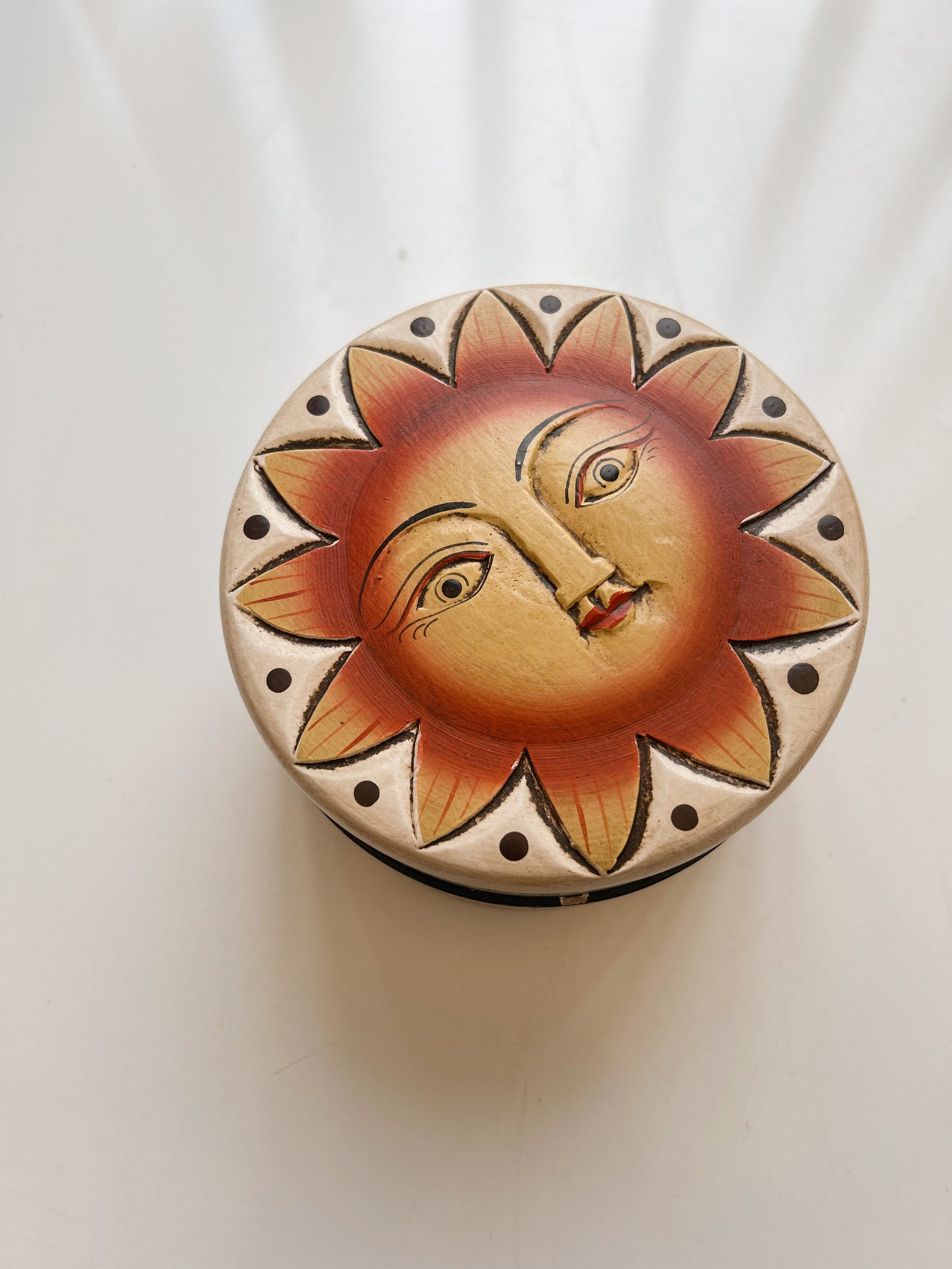 Vintage Wooden Sun Trinket Box