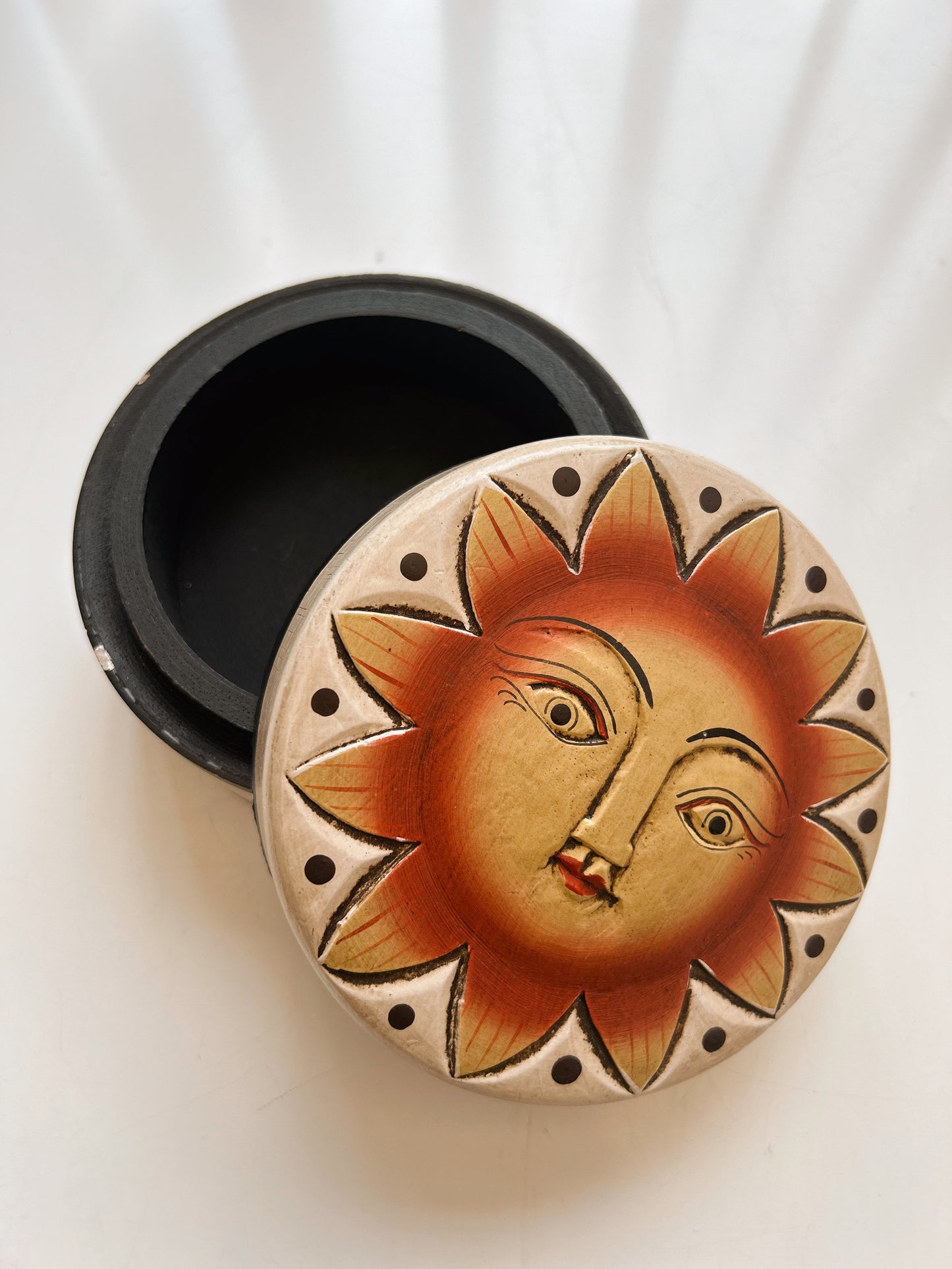 Vintage Wooden Sun Trinket Box