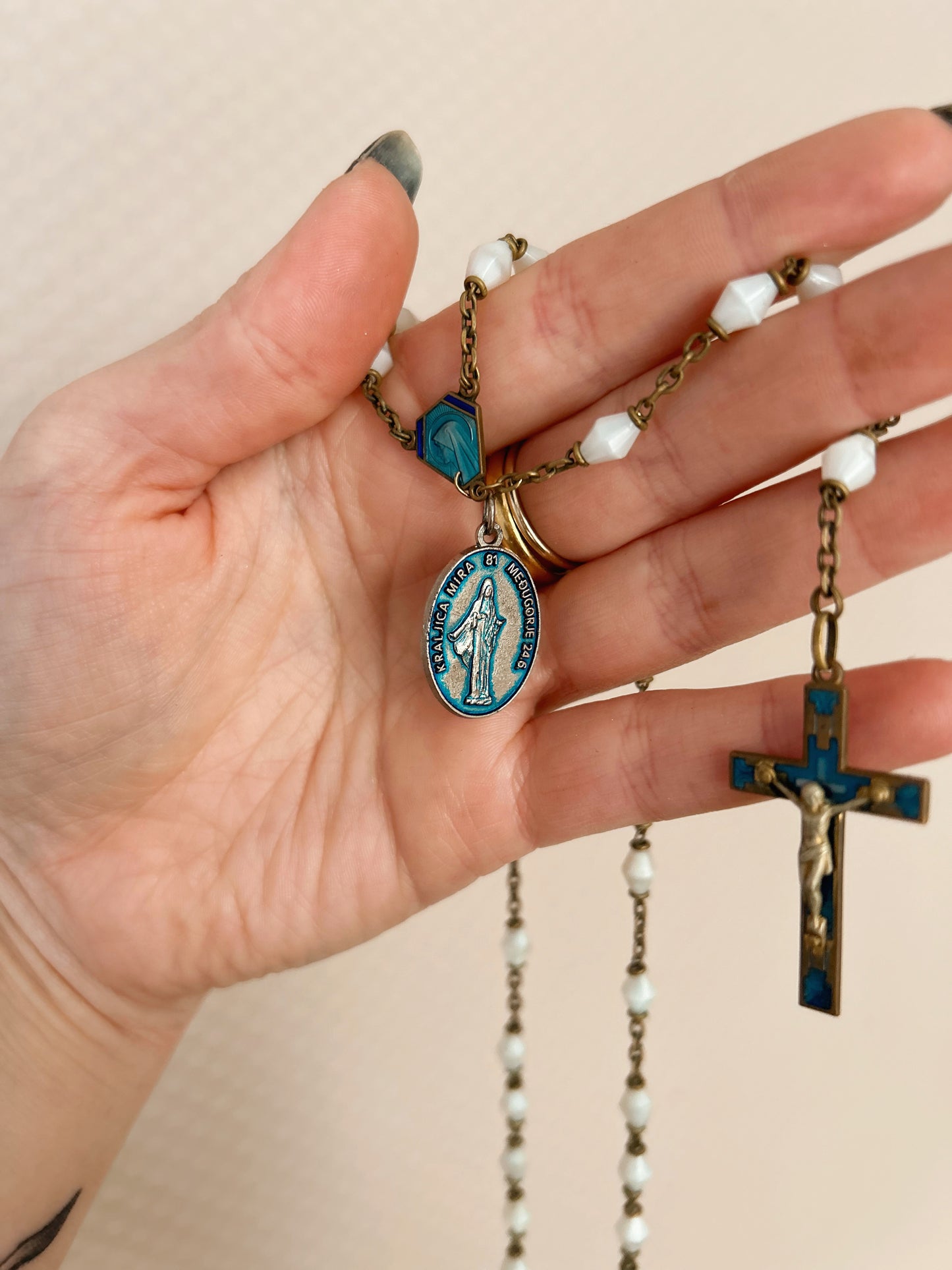 Vintage White Rosary Beads