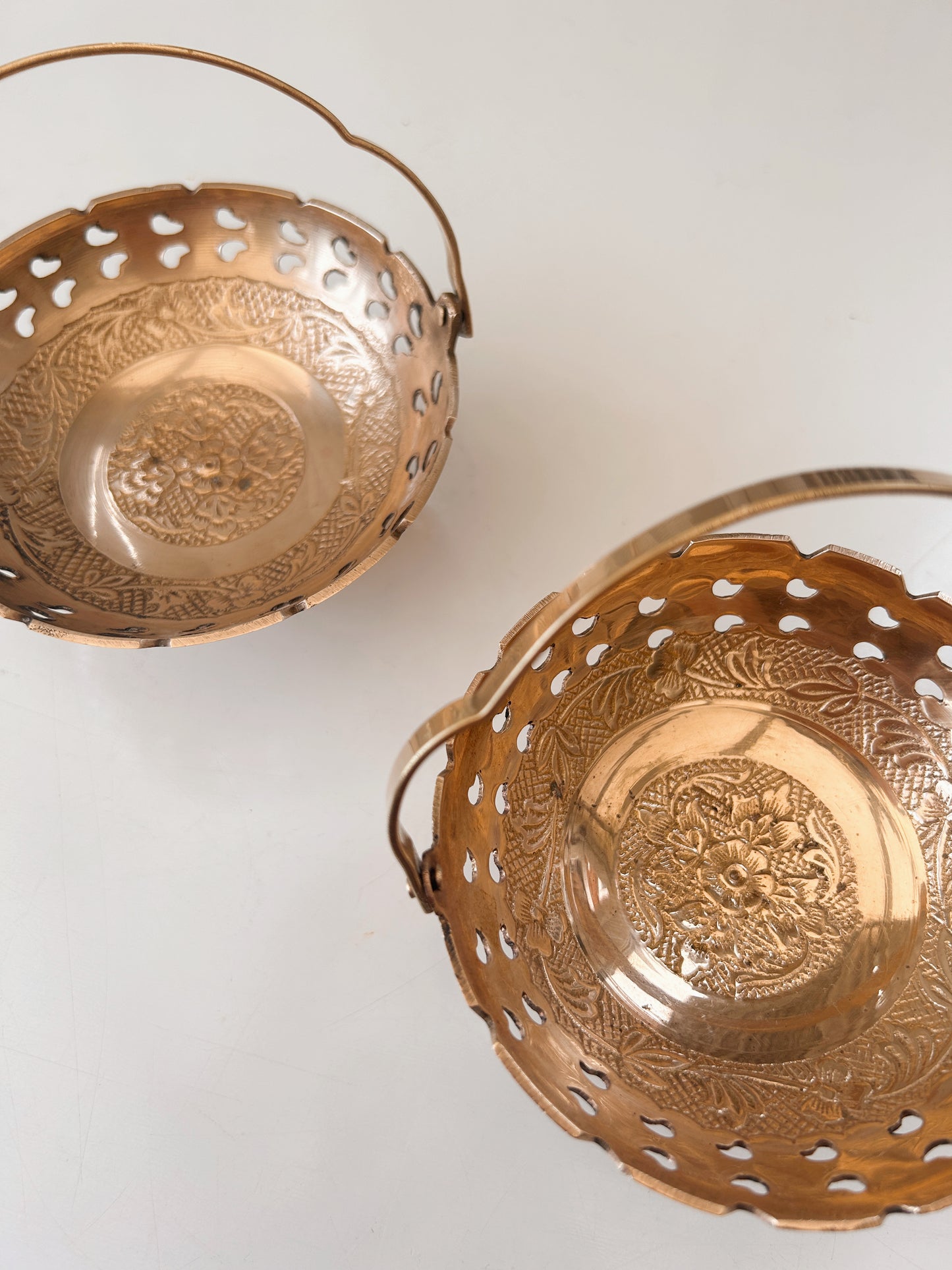 Vintage Brass Flower Trinket Bowls