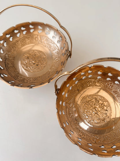 Vintage Brass Flower Trinket Bowls