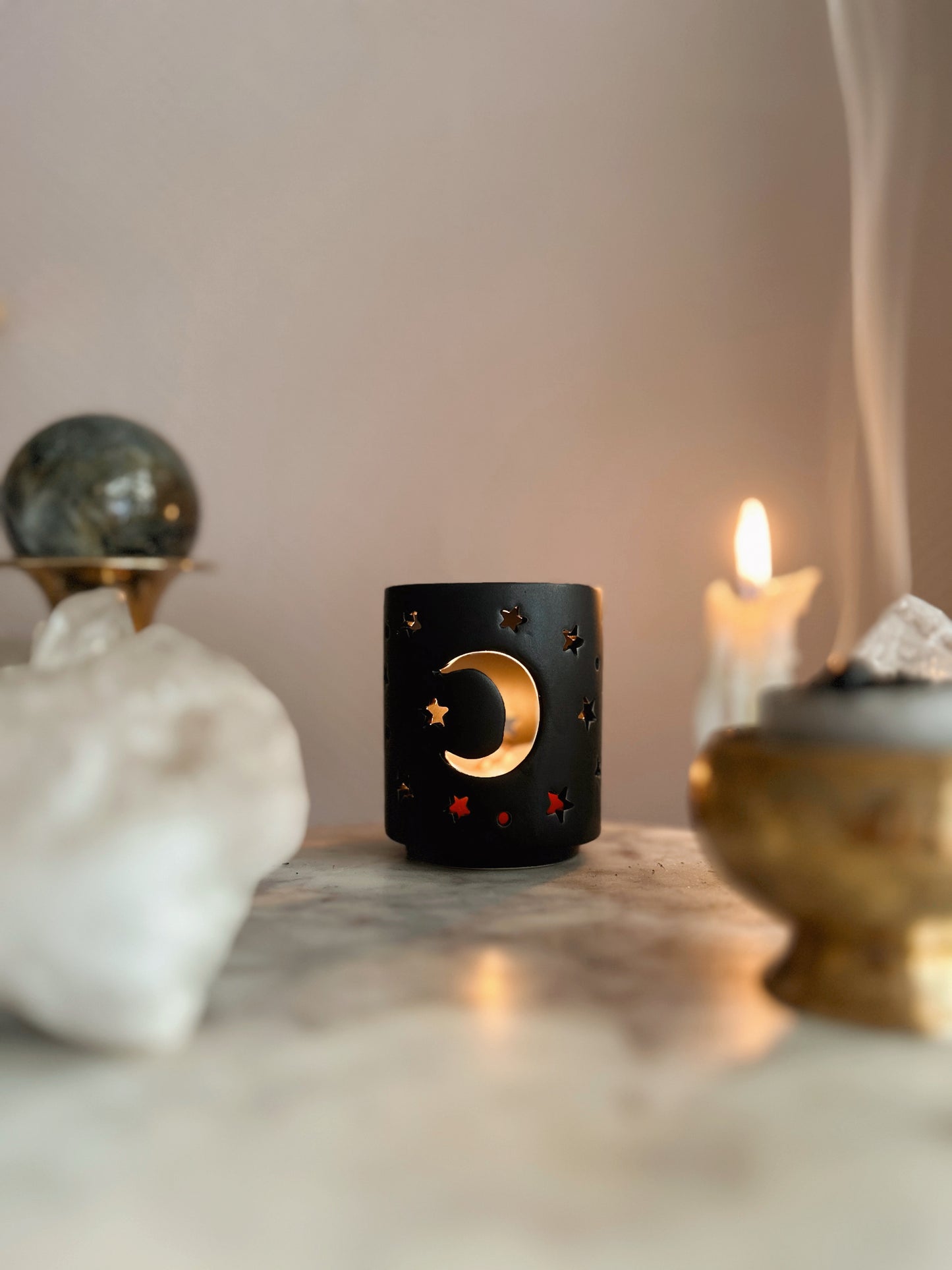 Mystical Black Moon Tealight Holder