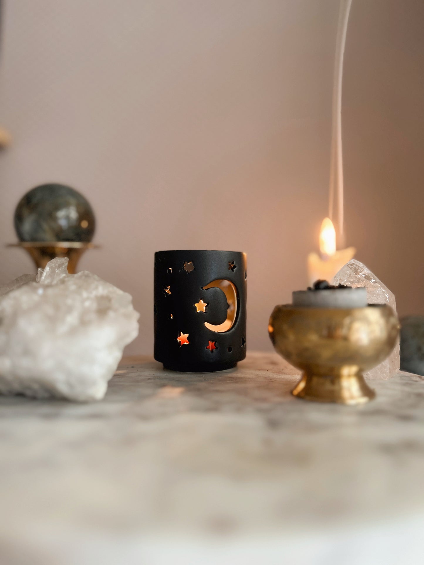 Mystical Black Moon Tealight Holder