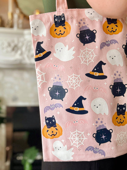 Pink Halloween Tote Bag