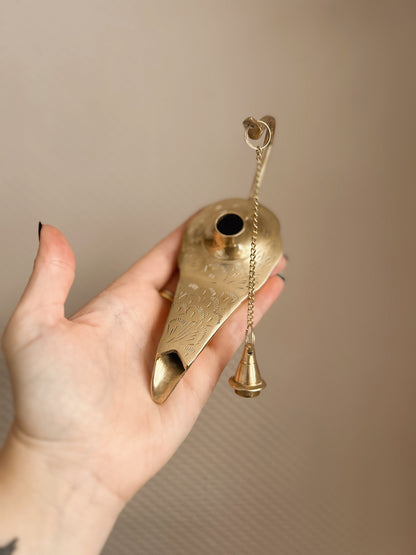 Vintage Brass Incense Genie Bottle