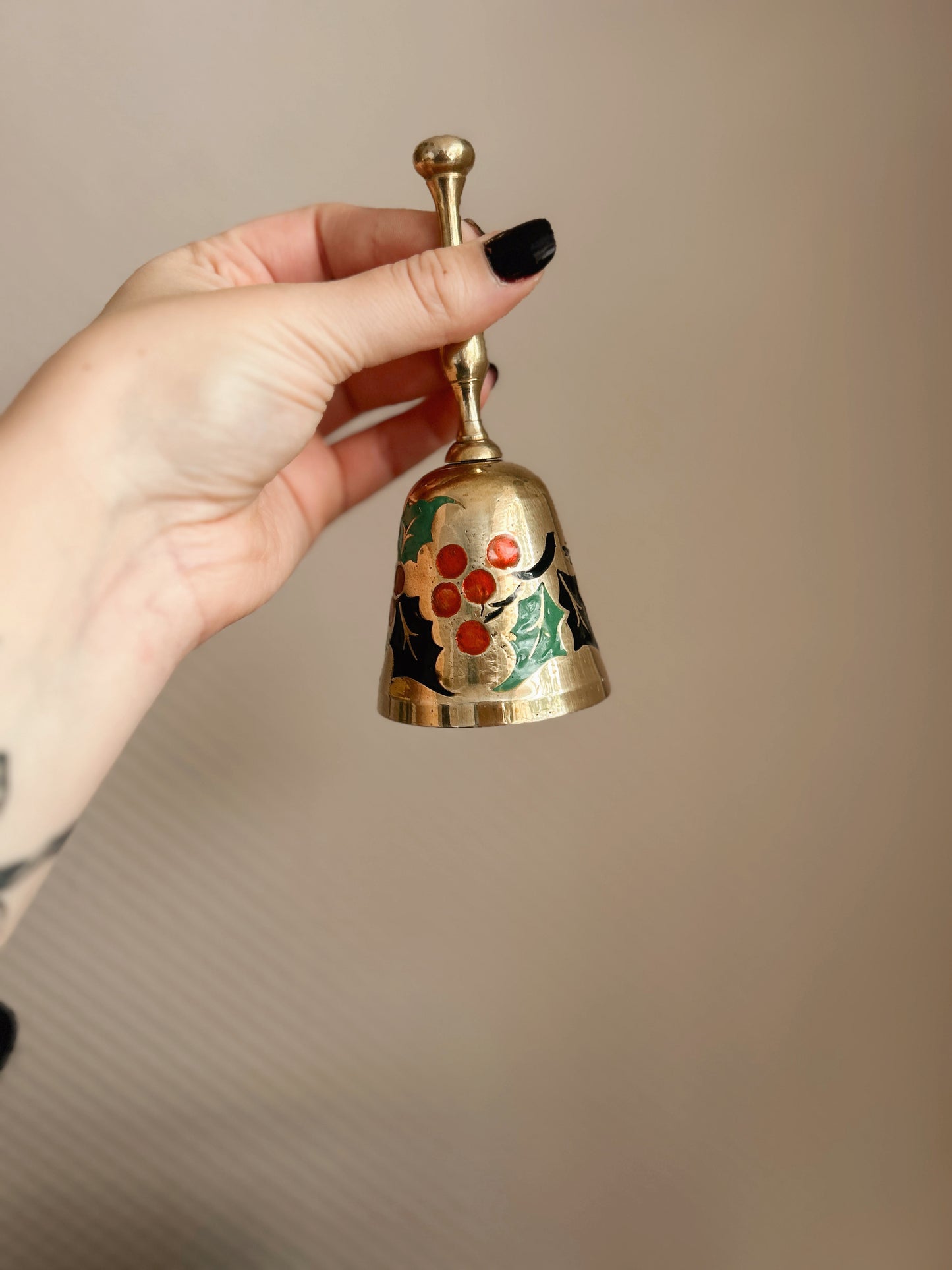 Vintage Brass Holly Bell