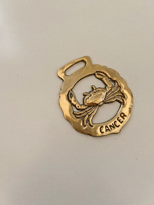 Vintage Brass Cancer Medallion