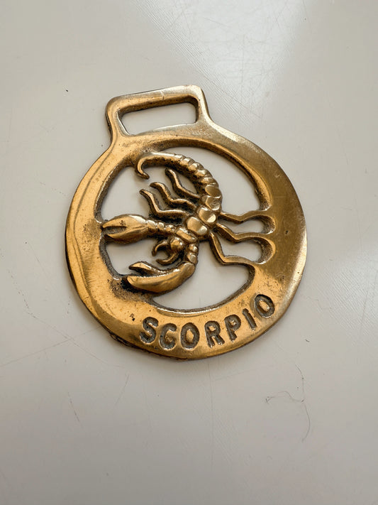 Vintage Brass Scorpio Medallion No.2