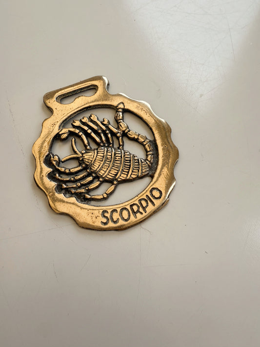 Vintage Brass Scorpio Medallion No.1