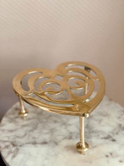 Vintage Brass Heart Trivet Stand