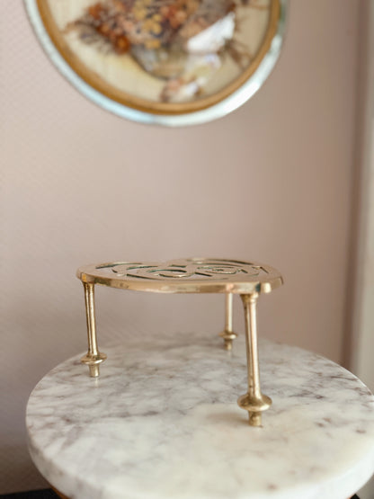 Vintage Brass Heart Trivet Stand