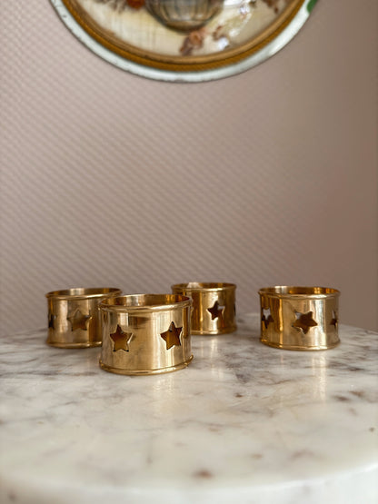 Vintage Brass Star Napkin Rings