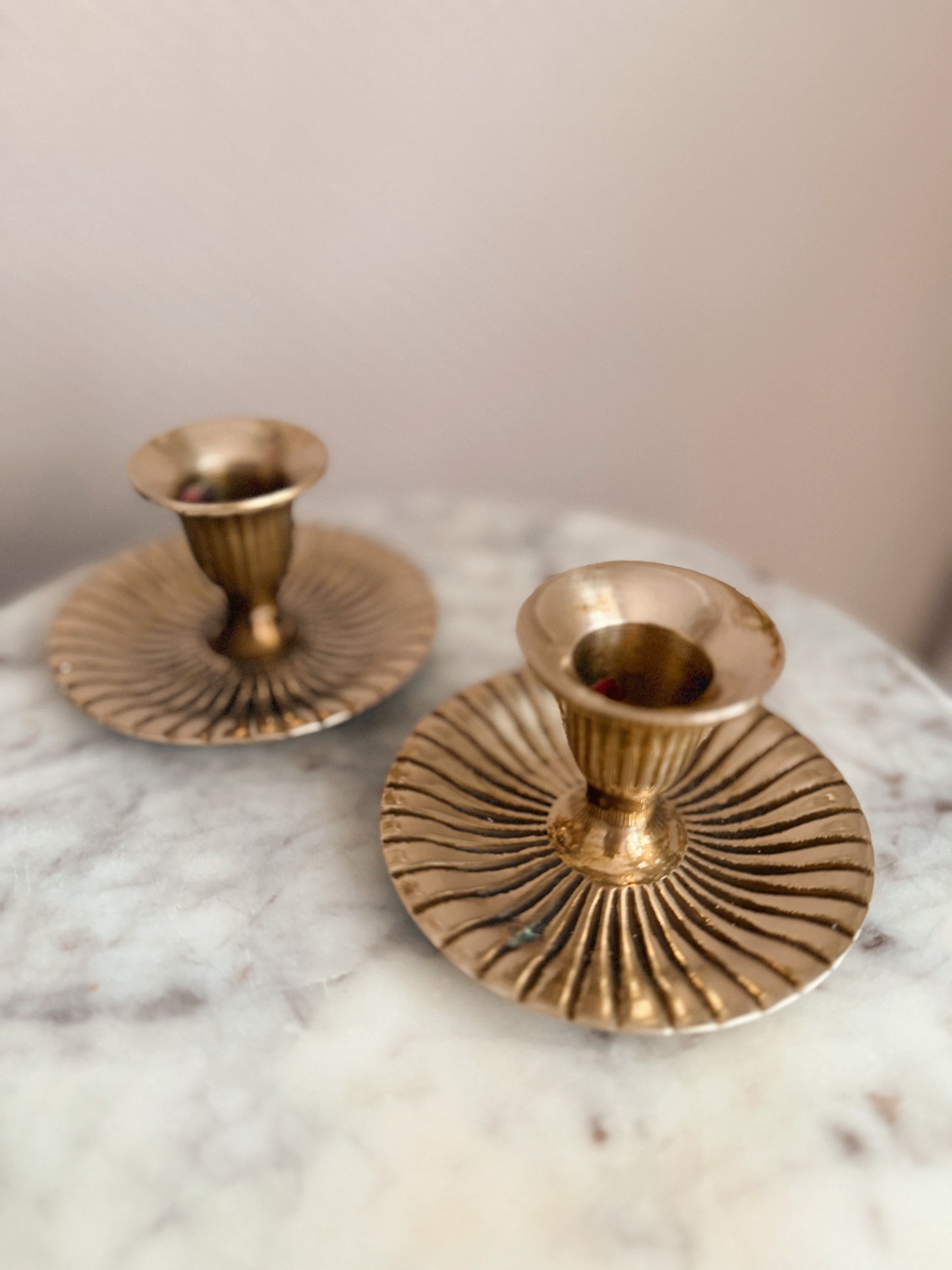 Vintage Brass Pair of Candlestick Holders